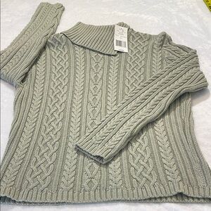 WAINSCOTT WOMENS SIZE Large Cable Knit Sweater in Light Green Heather